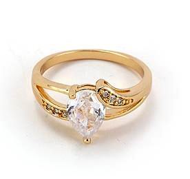 7-STONE PEAR CZ  SOLITAIRE RING 18KRGP-sz9